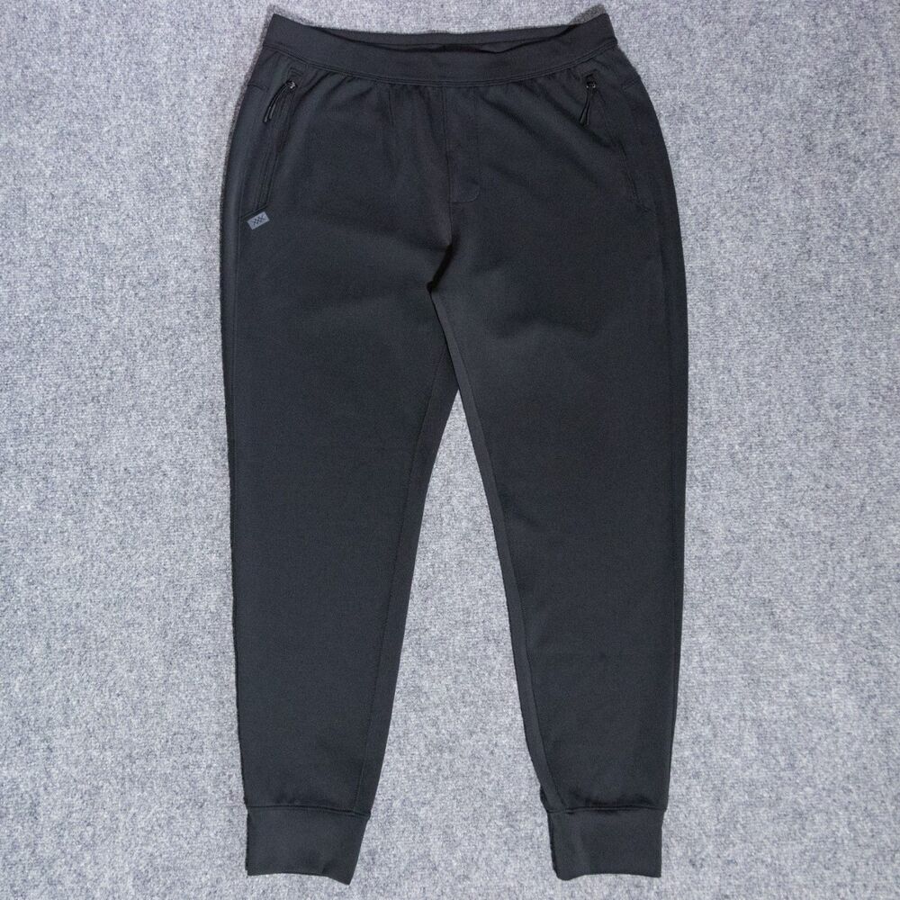 Rhone Warm Up Tech Jogger Pants Men's Large Black Performance Stretch Zip Pocket